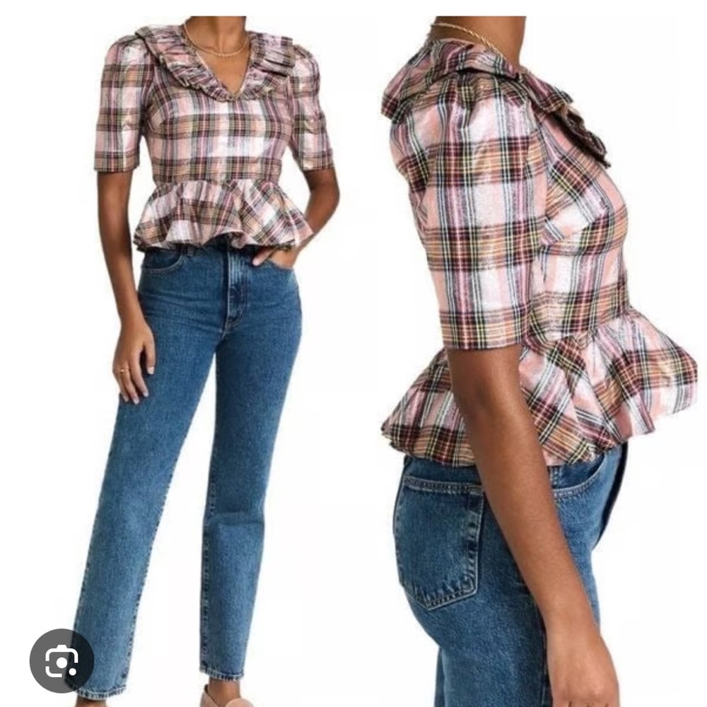 SAYLOR Multicolor Plaid Ruffle Top - Picture 4 of 7
